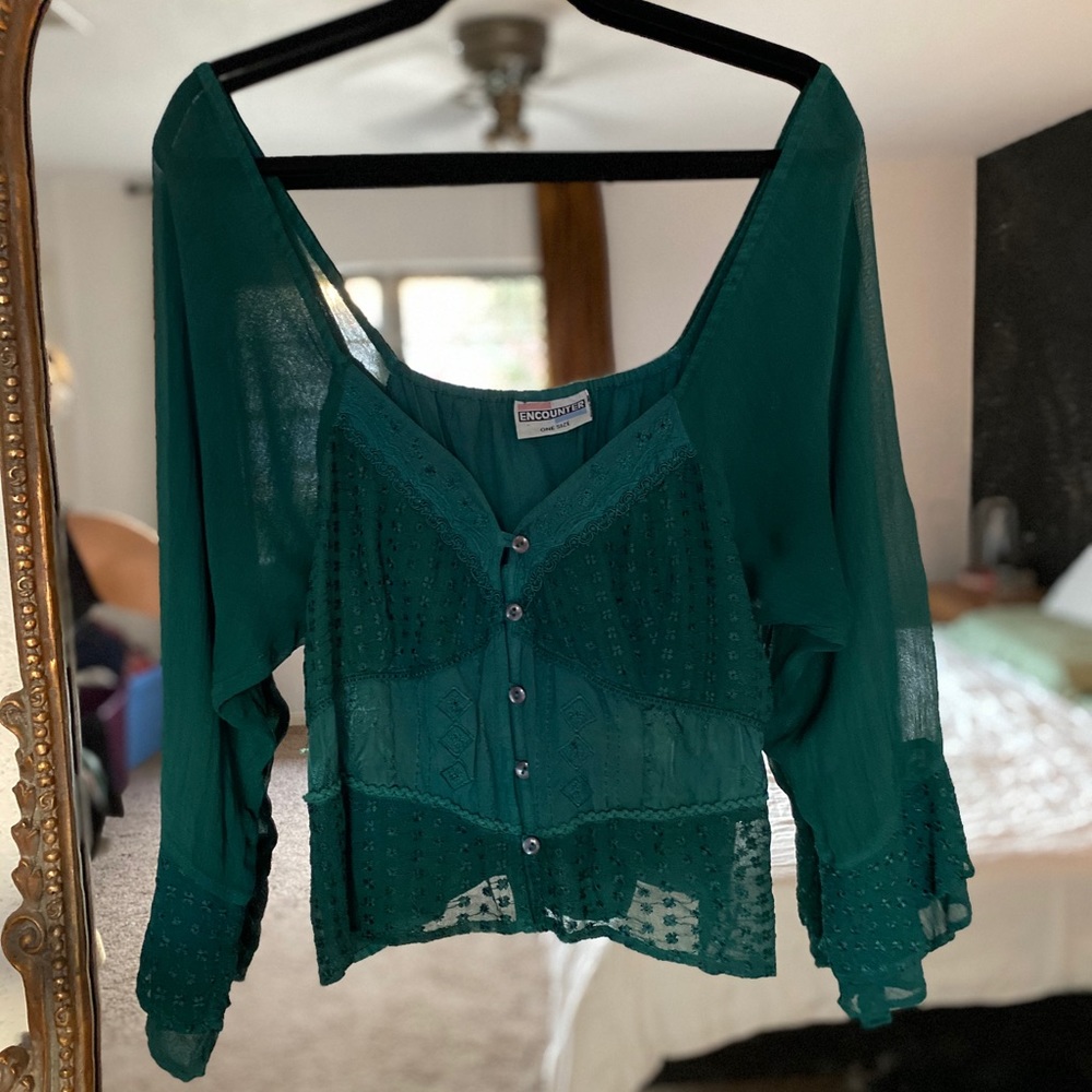 Green corset bohemian blouse